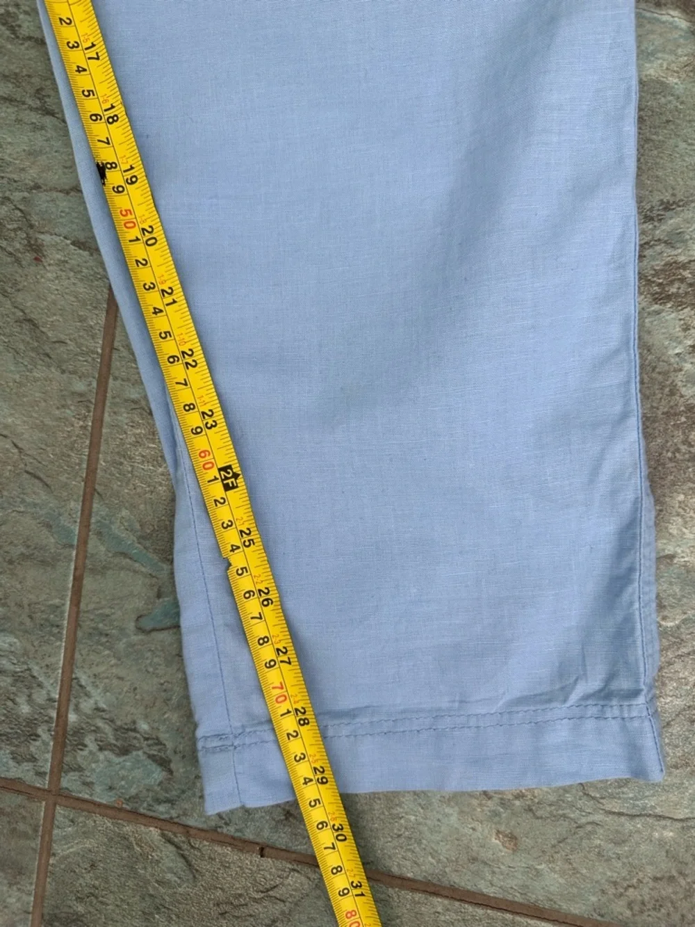 H&M Pants High Rise Wide Leg Linen‎ Blend Drawstring PANTS Women’s Blue Size L